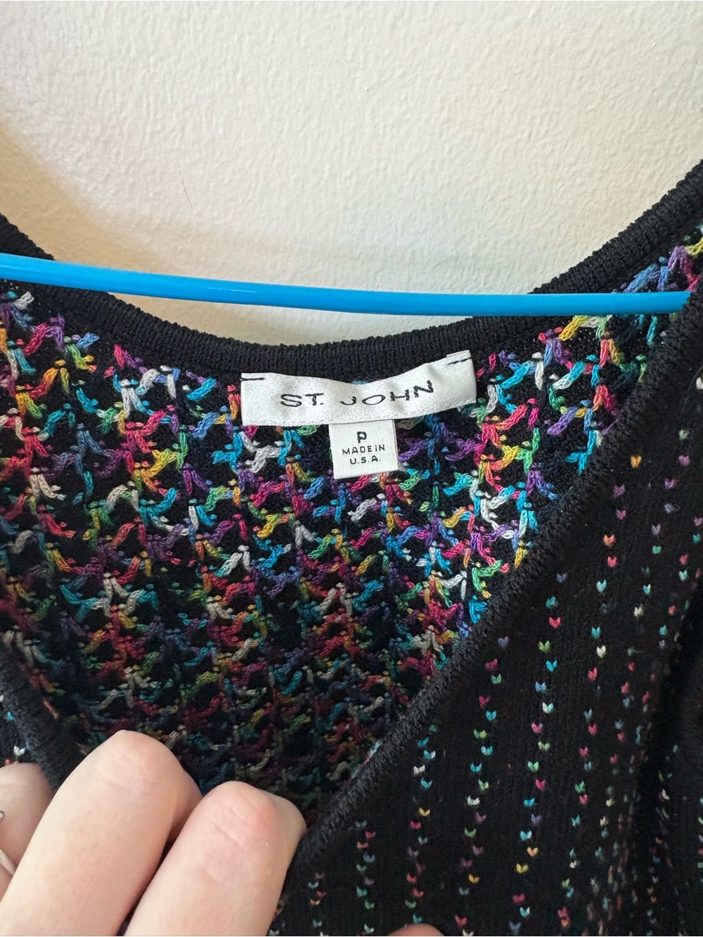 St. John Black Tank with Rainbow Heart Dot Knit - Picture 2 of 2